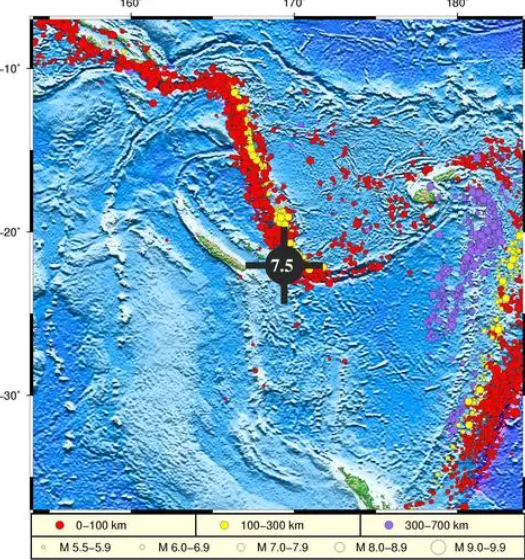 2号站南太平洋洛亚蒂群岛附近7.5级地震 太平洋海啸预警中心已经发布海啸预警